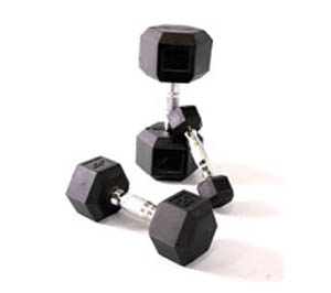 Solid Hex Rubber Encased Dumbbells