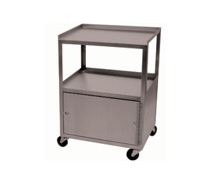 Stainless Steel 3-Shelf Cart with Locking Cabinet